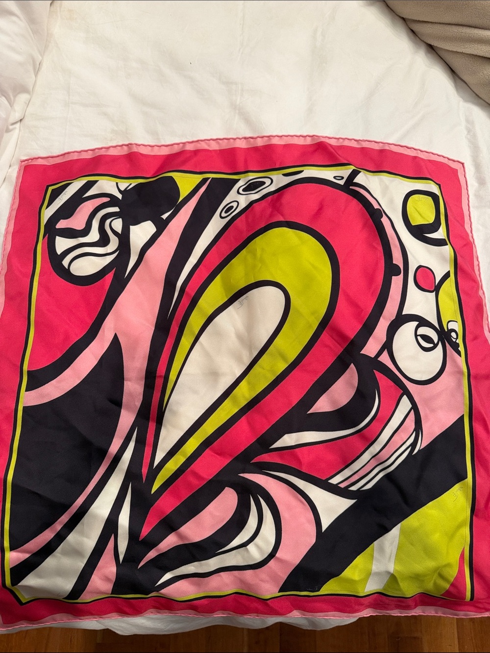 Emilio Pucci Vibrant Pink, Black & Yellow Silk Scarf.
Pristine Condition. 22" - Picture 1 of 2